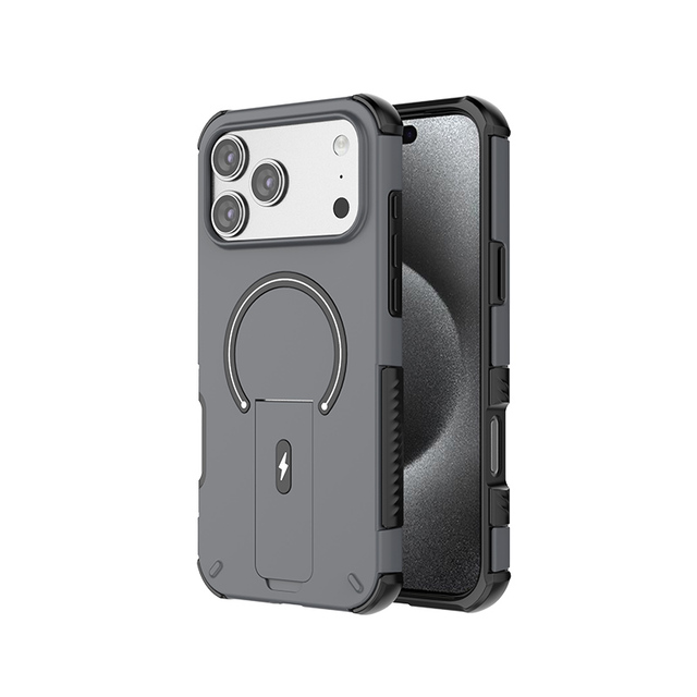 Luxury Designer Shockproof Phone Case for iPhone 17 Pro Max Magnetic Wireless Charging Back Cover with Universal Kickstand