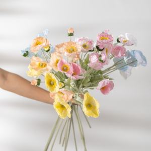 خشخاش اصطناعي عالي الجودة متوفر 24.8in زهور اصطناعية تعمل باللمس الحقيقي لديكور المنزل لحفلات الزفاف بالجملة - Product Image 2