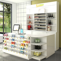 Caisse en bois de supermarché, comptoir de réception, armoire à alcool, magasin de commodité, simple, moderne, combinaison de bar, vitrine