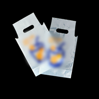 Sacs en plastique transparents en PE écologiques avec poignée découpée, logo personnalisé, pour emballages de boissons (thé au lait, café) à emporter