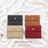Pochette à bijoux en cuir à bouton-pression, sac de rangement à rabat multicolore pour bagues, colliers et accessoires, pochette créative portable pour pièces de monnaie