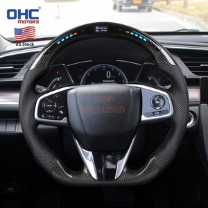 Volante LED de fibra de carbono en stock en EE. UU. para <span class=keywords><strong>Honda</strong></span> Civic 10.ª generación <span class=keywords><strong>Type</strong></span> <span class=keywords><strong>R</strong></span> FK8 2017-2021, completamente en cuero/fibra de carbono con hidroimpresión/embellecedores - Product Image 1