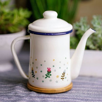 Chine pas cher japon 1.1L petite cuisinière à gaz à induction vintage théière en émail arabe personnalisée cafetière bouilloire à thé avec bord noir