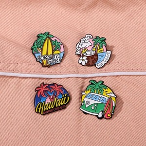 <span class=keywords><strong>Andiamo</strong></span> in spiaggia spille smaltate nate per il Surf albero di cocco spille al tramonto Hawaii - Product Image 3