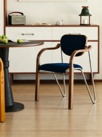 Chaise de salle à manger et fauteuil de style mid-century avec pieds en acier inoxydable, revêtement en velours, design durable
