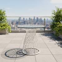 Table ronde en métal pour le thé et le café, durable, résistante aux UV, imperméable, pour usage extérieur et intérieur, salon et villa, 2,95 pieds