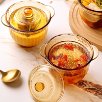 Pot à ragoût en verre borosilicate de 380 ml avec couvercle, double poignée, résistant à la chaleur, mini-bol pour la cuisson à la vapeur des œufs de nid d'oiseau