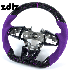 Volant de voiture 2020 2021 <span class=keywords><strong>2022</strong></span> 2023 pour Kia Stinger GT, personnalisé en cuir suédé violet, volant en fibre de carbone forgée - Product Image 3