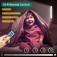 Lampe murale à 60 LED pour armoire de cuisine, à intensité variable, avec télécommande, détecteur de mouvement sans fil, veilleuse, recharge USB