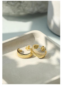 Pendientes de Aro Vintage de Latón Chapado en Oro de 14K, Modernos, Geométricos, con Circonita, Aleación de Cobre, Unisex, Joyería de Moda para Aniversario - Product Image 3