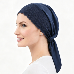 Turban pré-noué en dentelle pour femme, bonnet <span class=keywords><strong>chimio</strong></span>, couvre-chef, foulard, bonnet de nuit pour cheveux - Product Image 1