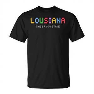 Camiseta clásica pixelada de videojuegos retro de Louisiana - Product Image 2