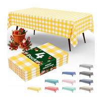 Nappe jetable en plastique imperméable Buffalo, nappe rectangulaire jaune et blanche à carreaux