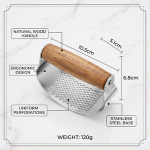 Prensa de ajo <span class=keywords><strong>manual</strong></span> mejorada de acero inoxidable con mango ancho de madera, <span class=keywords><strong>picadora</strong></span> y trituradora de ajo para utensilios de cocina doméstica - Product Image 3