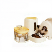 Bol en plastique pour chiens/chats avec distributeur automatique d'eau et de nourriture intégré, bassin anti-fuite pour usage intérieur/extérieur