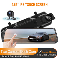 Nouveau miroir Dash Cam 1080P 9.66 "Full HD tactile double objectif vue arrière Vision nocturne pour voiture Dvr caméra