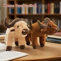 Boneka Sapi Highland Super Lembut Khusus Isi Kapas PP Lapisan Jala yang Dapat Dicuci Penghilang Stres Suvenir Ulang Tahun