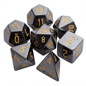Juego de dados de shungita de alta calidad, piedras preciosas grabadas, piedras naturales personalizadas, juego de 7 dados, dados de cristal vikingos, mayorista. - Product Image 1