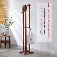 Porte-manteau sur pied en bois massif pour chambre et salle de bain, support flexible pour vêtements et chapeaux