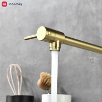 Robinet de cuisine mural de luxe pliable pour remplissage de casseroles, mitigeur en laiton à double poignée, bras flexible, finition or brossé