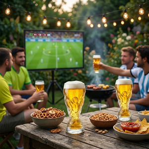 Mug à bière en verre grande capacité, style trophée de <span class=keywords><strong>football</strong></span>, pour fêtes de foot, célébrations des fans et toast de victoire - Product Image 2
