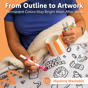 Manta para Colorear para Adultos con <span class=keywords><strong>15</strong></span> Marcadores de Tela, Tema Café, Manta de Sherpa, 40x60, Colorea Tu Propio Diseño, Lavable, Regalo - Product Image 4