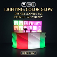 Comptoir de bar mobile éclairé par LED, 110 cm, rechargeable, 16 couleurs, pour boîte de nuit, mobilier de bar en plastique portable, LED