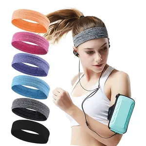 custom logo in stock anti slip elastic sweatband sport gym headband breathablen fitness yoga sweat band headband