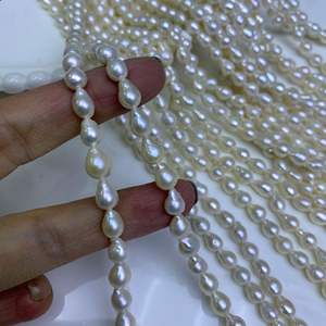 Collar de Perlas de Agua Dulce Blancas en Forma de Gota Barroca de 5-6 mm, Material Semielaborado para Manualidades, Cuentas Sueltas en Forma de Botón - Product Image 2