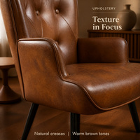 Ensemble de 2 fauteuils Ckaff style scandinave, inclinables, avec dossier haut et côtés enveloppants en sherpa, pieds en bois, chaise rembourrée pour salon