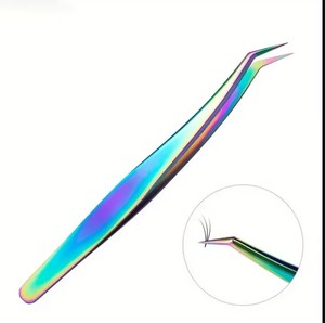 Pince à épiler professionnelle en acier inoxydable pour Extensions de cils Pince à épiler à sourcils diamantée Outils OEM enduits - Product Image 5