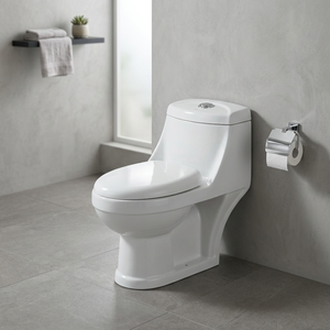 Inodoro de Cerámica Contemporáneo de Una Pieza con Doble Descarga, Ahorro de Agua, con Sifón en S y Sifón en P, Montado en el Suelo, para Baño - Product Image 4