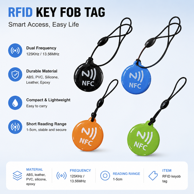 Custom Printed QR Code Waterproof Programmable 13.56MHz NFC Epoxy Tag Passive RFID Keyfob Smart Keychain Tag