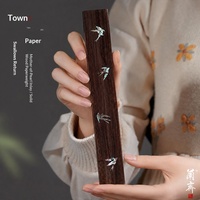 Presse-papiers en bois massif Lanzhai avec incrustation de nacre, règle de calligraphie pour débutants - Outil d'étude de la peinture traditionnelle chinoise