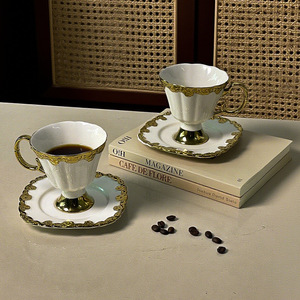 Luxury Middle East Gold Plated Tea <b>Cup</b> Set of 6 Turkish Coffee <b>Cup</b> and <b>Saucer</b> Tea Gift Set - Product Image 4