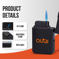 Briquet torche à flamme jet électrique portable, rechargeable au gaz, coupe-vent, personnalisable pour la vente en gros