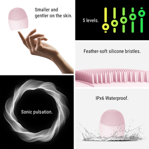 Brosse nettoyante électrique de luxe en silicone à chargement sans fil et à vibration pour le visage, personnalisable pour les soins de beauté (marque privée) - Product Image 3