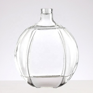 Bouteille en verre ronde de luxe de 750 ml en forme de citrouille, décanteur sphérique côtelé pour whisky, brandy, vodka, <span class=keywords><strong>cognac</strong></span>, rhum, spiritueux, liqueurs avec bouchon en liège - Product Image 5