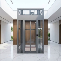 Ascenseur résidentiel MRL neuf, fiable et de haute qualité pour villa, avec porte en verre silencieuse et cabine en acier.