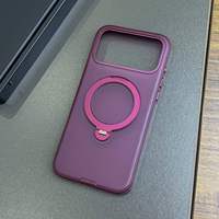 Casing Magnetik 3000 Gauss dengan Ring Holder untuk iPhone 18 Pro 17 16 15, PC Frosted Tebal 2.6mm, Anti Benturan, Dilengkapi Kickstand