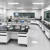 Table d'appoint murale de laboratoire en bois et acier, résistante aux produits chimiques, avec 8 tiroirs, pour la R&D pharmaceutique, les hôpitaux et les écoles