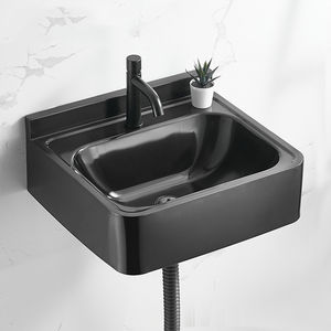 Évier mural moderne noir mat en acier inoxydable SS304, lavabo rectangulaire en acier inoxydable avec crédence pour hôtels, maisons et balcons - Product Image 3