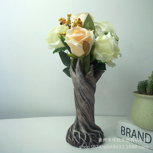 แจกันเรซิ่นรูปต้นไม้ 8.5x8.5x20 ซม. ของตกแต่งลำต้นไม้สไตล์เรียบง่ายสำหรับบ้าน ของขวัญตั้งโต๊ะ - Product Image 3