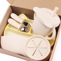 Nouvelles tendances bol d'entraînement personnalisé plats en Silicone pour enfants ensemble d'alimentation en Silicone pour bébé 3 pièces avec ventouse