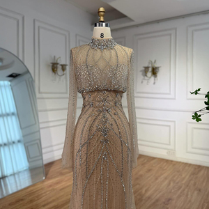 Serena collina LA73136 <span class=keywords><strong>turchese</strong></span> sirena in rilievo abito da sera con svasamento a maniche lunghe due pezzi <span class=keywords><strong>abiti</strong></span> da festa per donna - Product Image 5