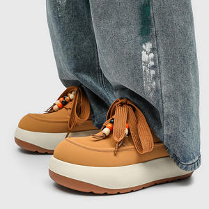 Customized Logo Gray Low-top Men's Casual Shoes-Summer Breathable Retro Platform Thick-Tread Walking Shoes Anti-Odor - Product Image 4