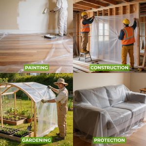 <b>Plastic</b> Sheeting 10 Ft X 25 Ft 3 Mil Clear 2 Pack Uv Resistant For Indoors And Outdoors - Product Image 6