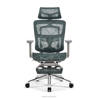 Chaise de bureau de direction au design moderne Grands Furniture, entièrement en maille, repose-pieds réglable, pivotante, ergonomique, pieds en aluminium