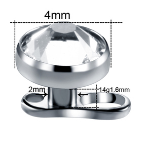 Perhiasan Tubuh <span class=keywords><strong>Titanium</strong></span> G23 Micro Dermal Piercing, Tersembunyi di Kulit, Piercing Diver dengan Permata Bening 3/4/5mm, Basis Dermal Anchor - Product Image 2