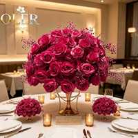 Nouvelle Composition Florale Artificielle Rose Fuchsia Centre de Table Décoration Mariage Arrangement Floral Événementiel Vente en Gros Personnalisé